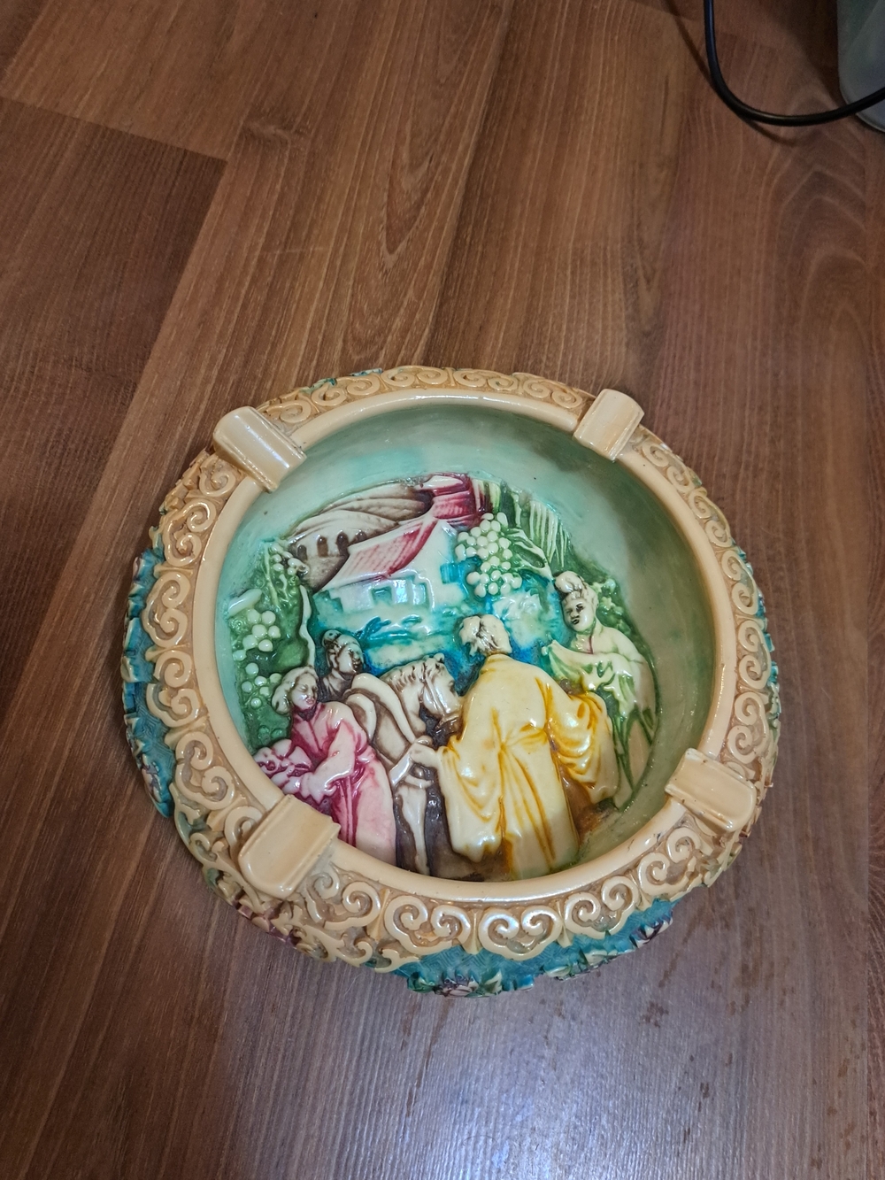 Vintage Ceramic Decorative Ashtray in Multicolor